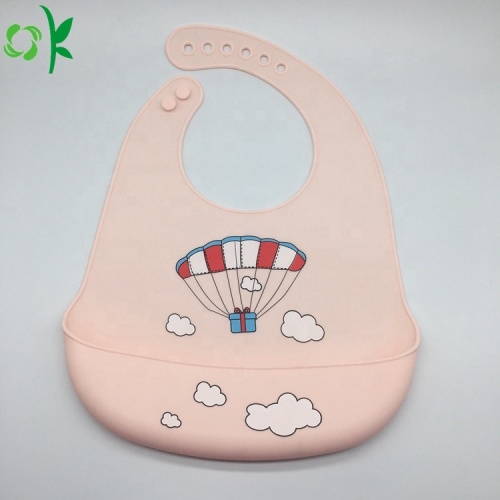 Bavoirs de bébé en silicone d&#39;impression de bande dessinée personnalisée OEM