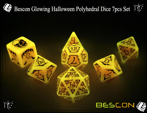 Bescon glühende Halloween Polyhedral Würfel 7pcs Set-2 Bescon Glowing Halloween Polyhedral Dice 7pcs Set-2