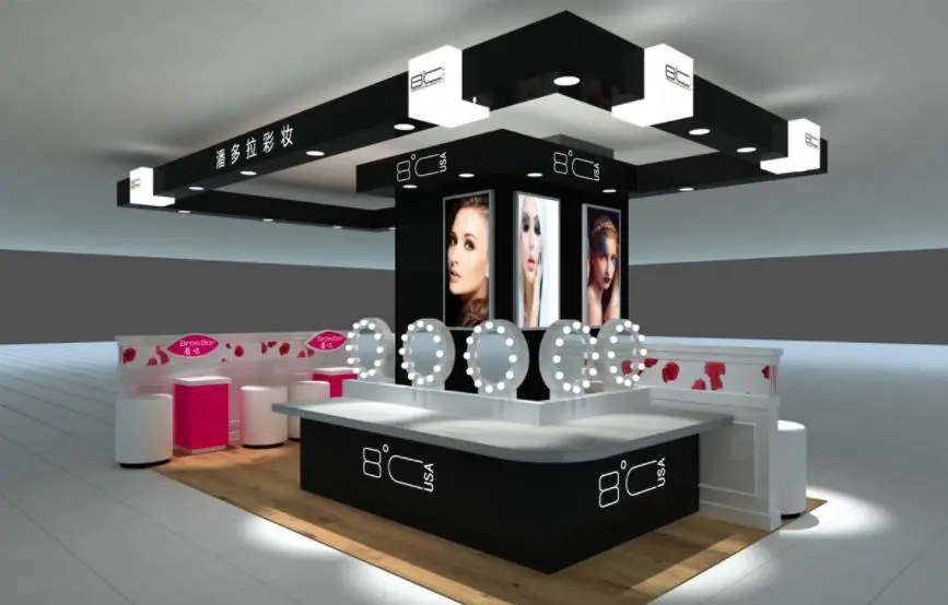 Cosmetic Shop Furniture Display Modern Counter with Acrylic Light Box