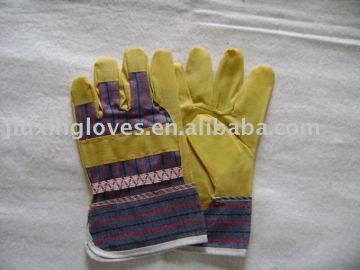 Yellow PVC imitation leather working gloves