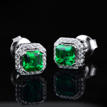 vintage 925 sterling silver emerald earrings stud