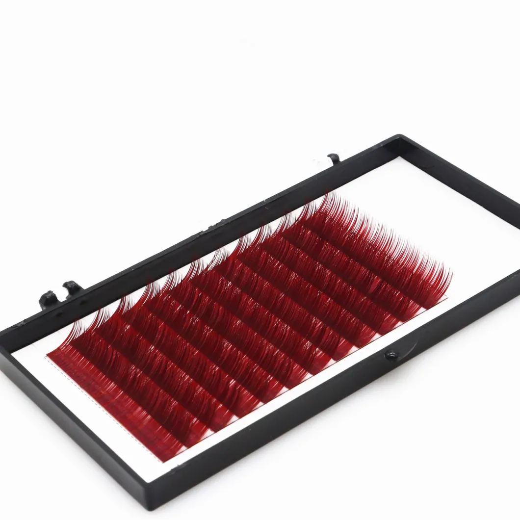 Tray Pack Colorful Eyelash Extension Reddish Brown Color Faux Synthetic Mink Eyelash Extensions