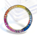 Stainless steel watch bezel in Rainbow baguettes