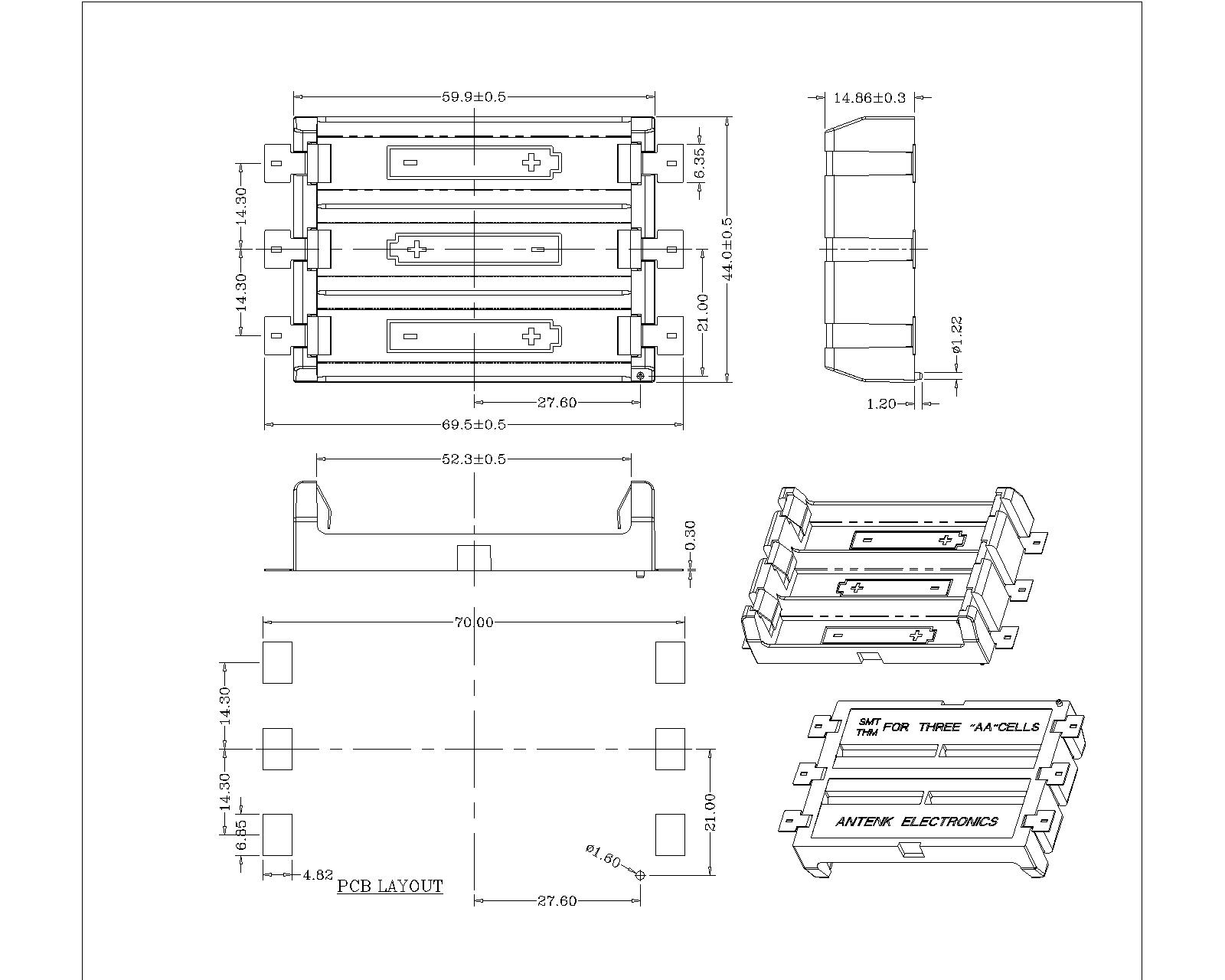 BBC-M-G0-A-3AA-01 THREE AA BATTERY HOLDER SMT BBC-M-G0-A-3AA-01 THREE AA BATTERY HOLDER SMT