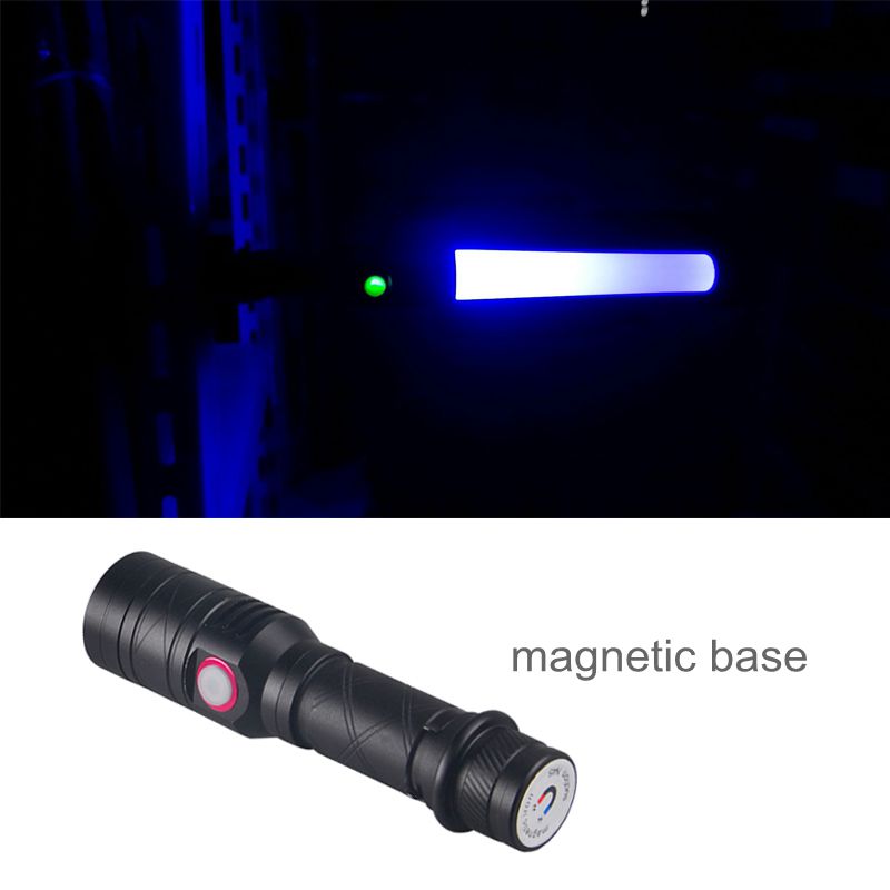 USB Rechargeable Magnet Base Signal Traffic Wand Baton LED Flashlight With Red Flashing Mode