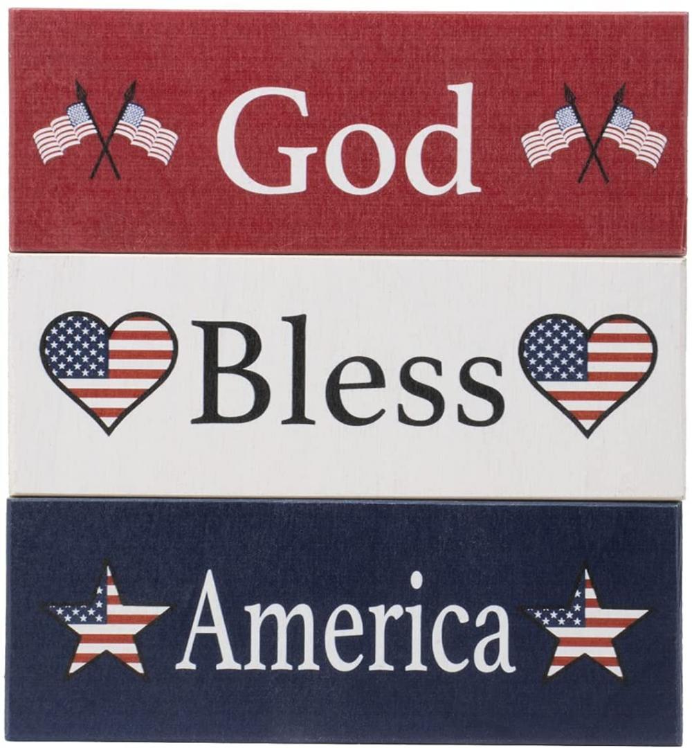 God Bless America Wood Blocks