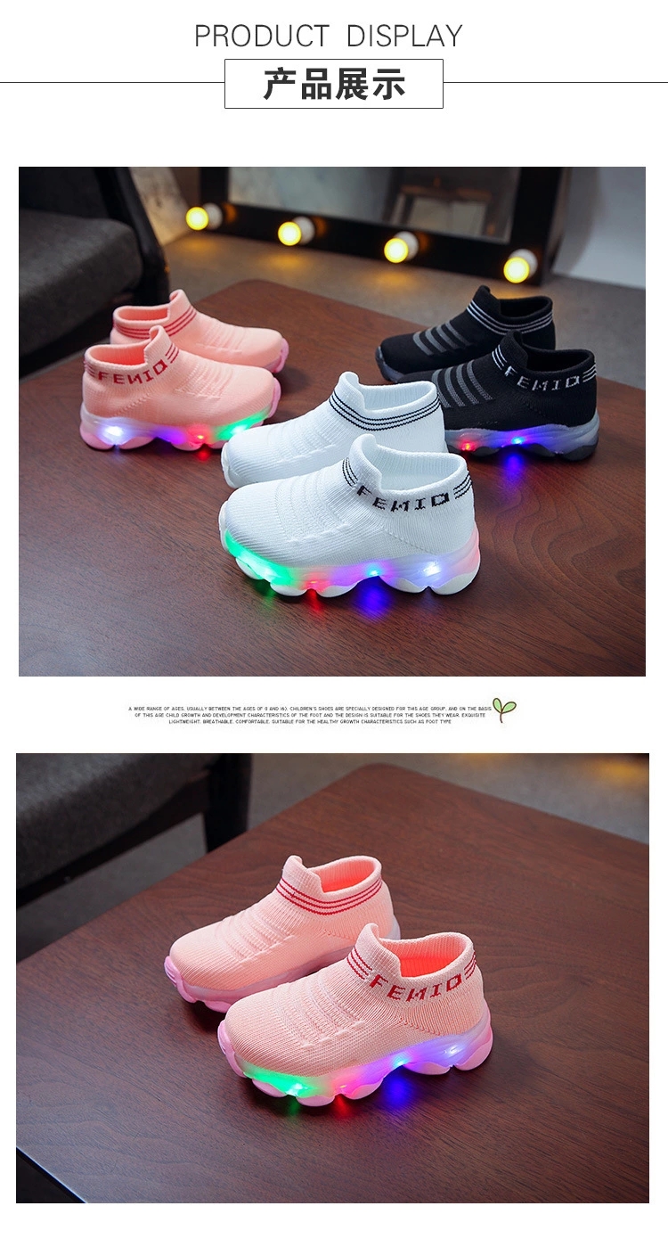 Lighting Lights Laces Footwear Boys kids girls Man Sneakers Box Trainers Frozen Long flashing Led Shoes