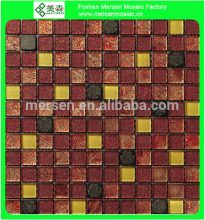 Goldleaf and Goldspray Glass mixed Wood Mosaic