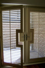 Basswood Bi-fold Indoor Window Shutters For French Doors , 64mm