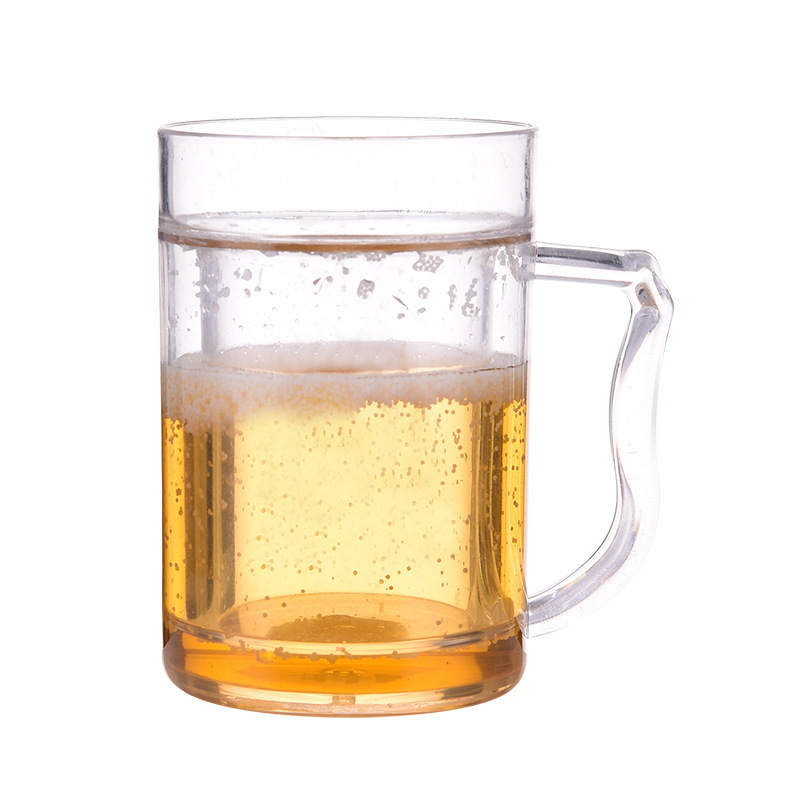 16oz Durable Freezer Mugs Double Wall Gel Frosty Freezer Mugs, Drinking Ice Cups with Handle Freezable Beer Mug