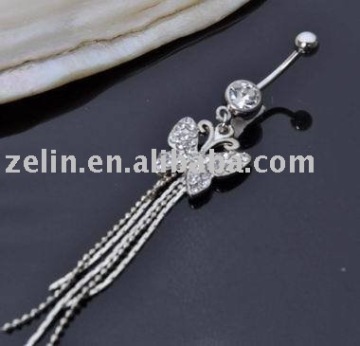 Simulated Diamond Butterfly Navel Belly Ring,navel belly ring,navel jewelry