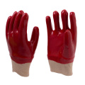 Vollbeschichtete rote PVC-Handschuhe mit glatter Oberfläche