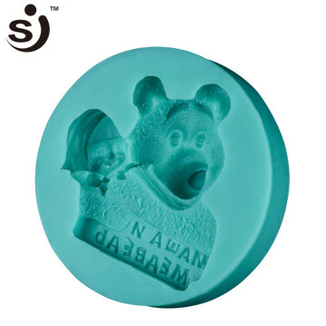 Amazon hot sale silicon rubber mold cute bear girl silicon mold making cake