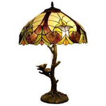 LongHuiJing European Style Stained Glass Tiffany Bird Table Lamp