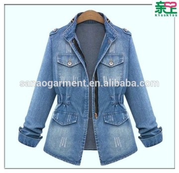 women's water wash all-match denim long-sleeve slim outerwear denim top