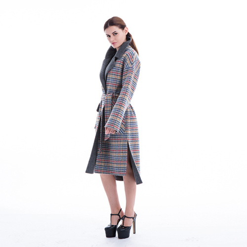 Coloured checked cashmere winter outwear