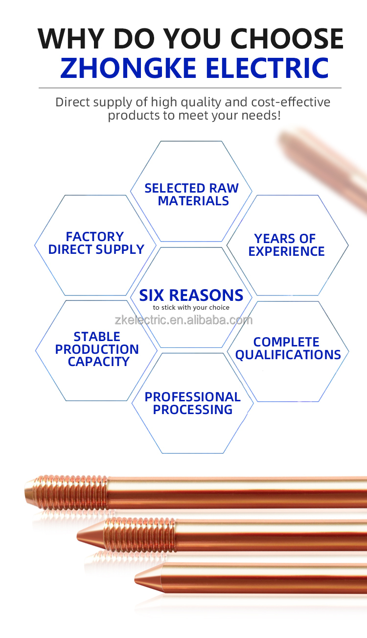 Copper Rod Bar Electrode Exothermic Welding Flux Earth rod,24kv Lightning Arrester earth rod