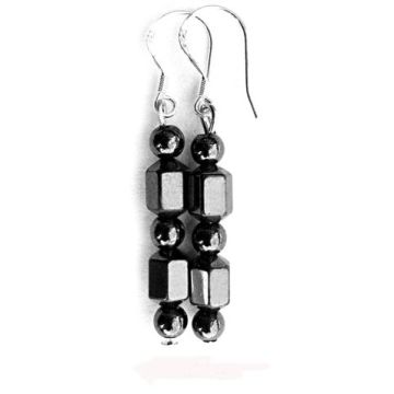 Dual-Shaped Hematite Earring With 925 Silver Hook