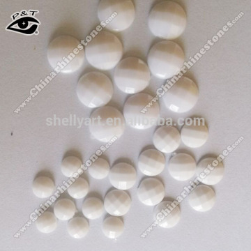 Faceted Epoxy Rhinestone Iron on Epoxy Stone Round White Color For Clothing