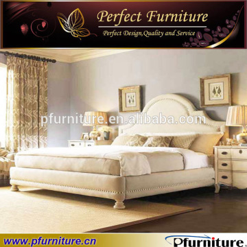 White leather bed with crystals PFS5954