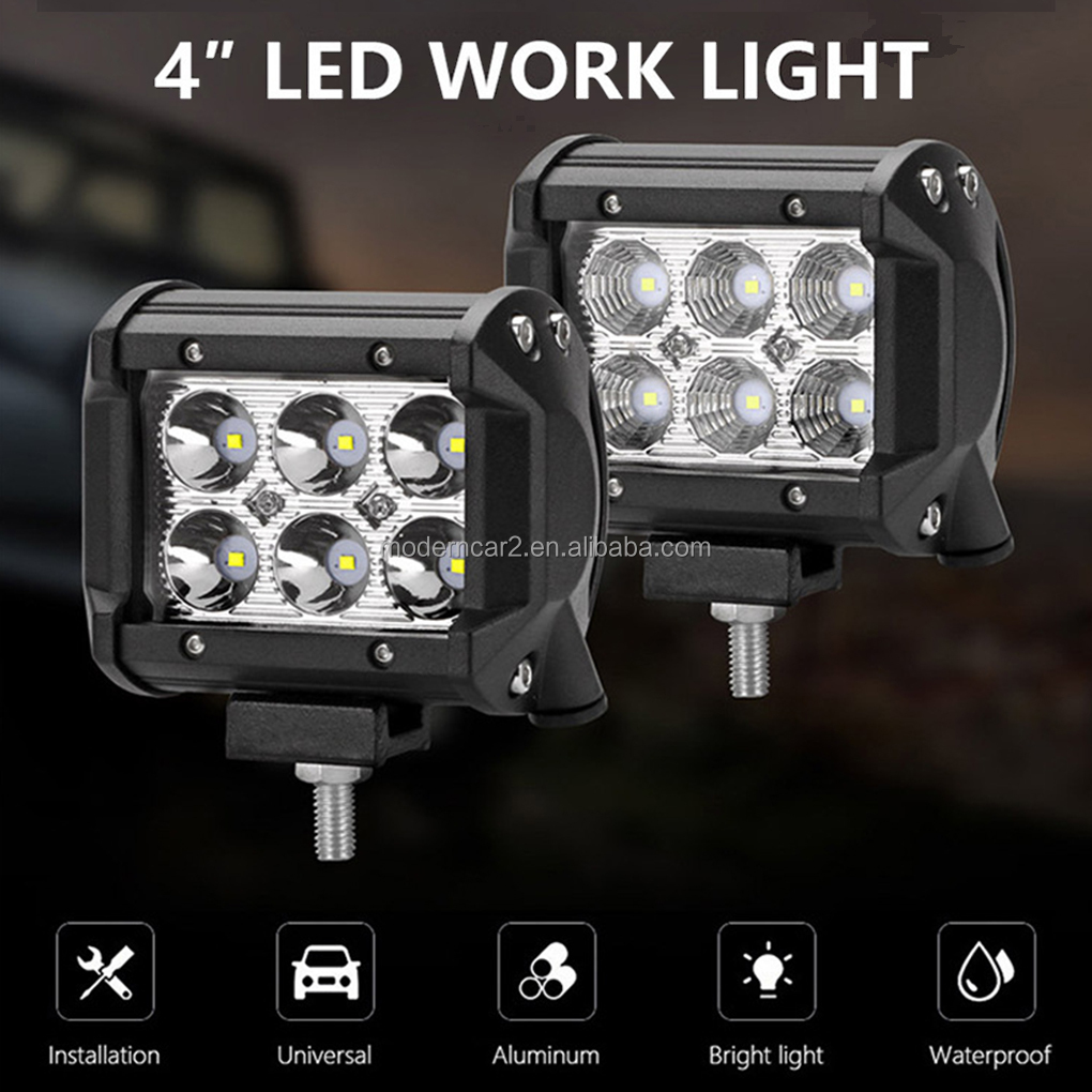 4 个 LED 工作灯条 18w LED 灯条 4x4 越野 LED 灯条 LED 聚光灯雾灯雾车灯闪光灯自动