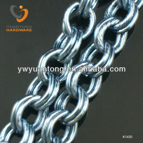 2mm thick double o shape chain smooth ring with curved pattern chain 14*11mm