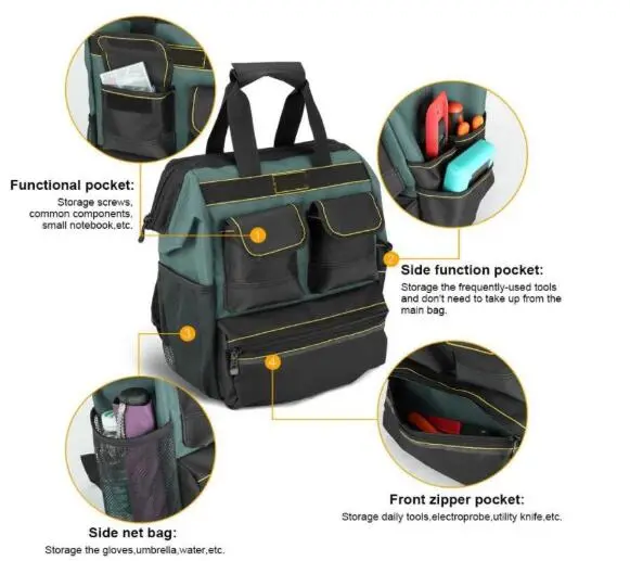 Factory Custom Durable Tools Backpack Storage Bag Toolkit with Tool Organizer