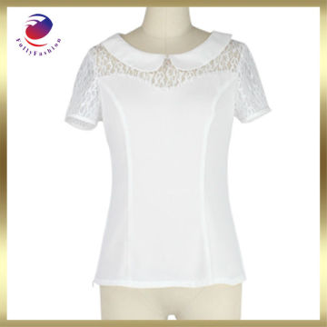 2017 solid white sexy elegant cheap high-end lace women shirt