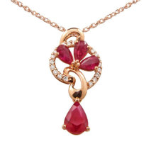 Fine gold necklace pendant with rhinestone