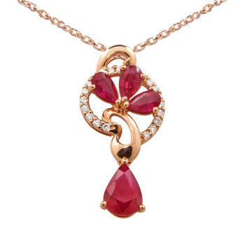 Fine gold necklace pendant with rhinestone