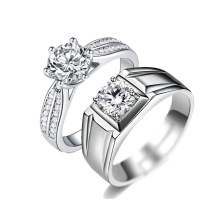 Classic 6 Claw Moissanite Imitated Diamond Wing-Inlaid 925 Sterling Silver Wedding Engagement Ring