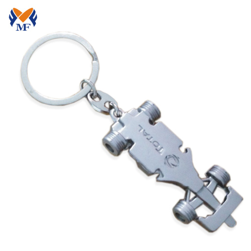 Customised Metal Silver Racing Car Keychain