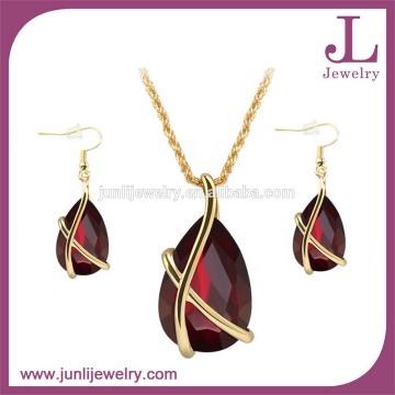 Dubai Gold Plating African Jewelry Sets Red Gemstone Jewelry