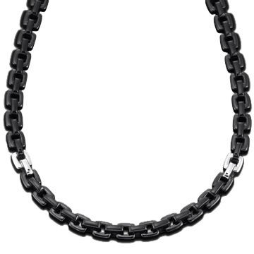 Black Square Box Chain with Silver Accents