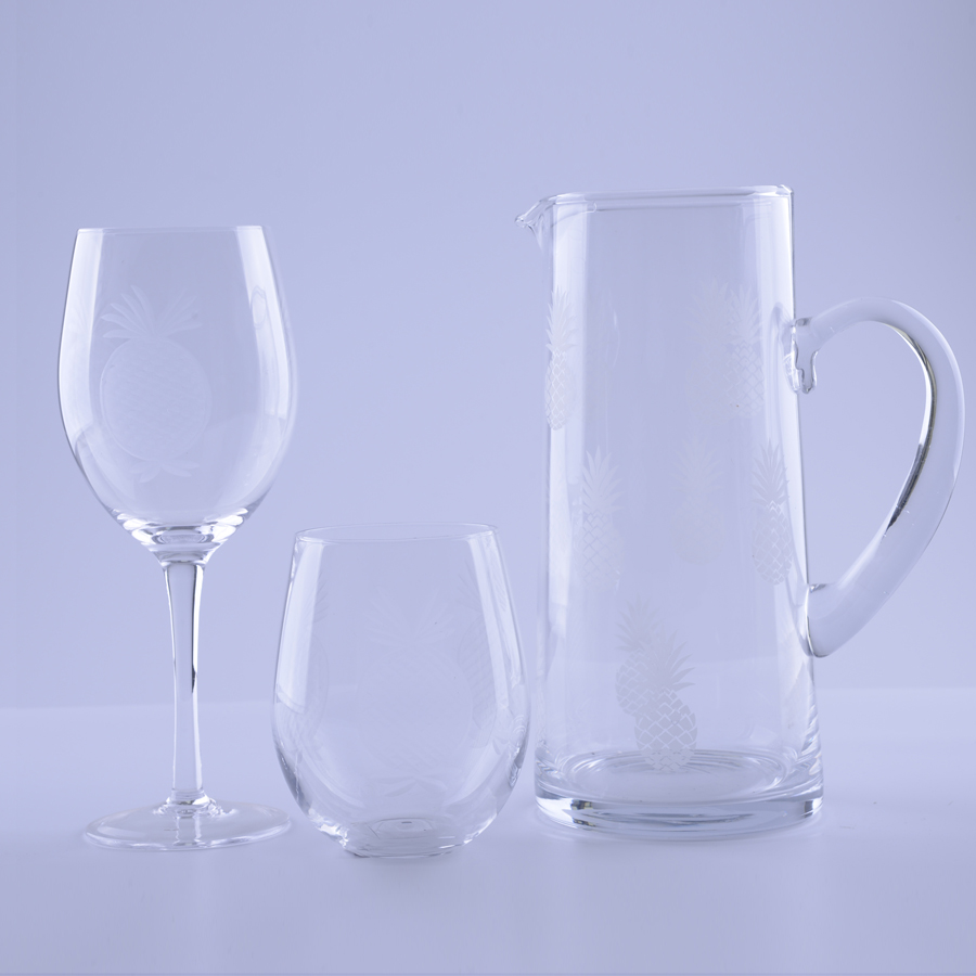 Glass Drinking Set With Pineapple Pattern