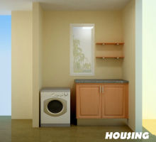 Bamboo Laundry Room Storage Cabinet With High Gross Surface