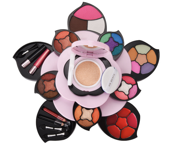 Wholesale Cheap Price Valentines Gifts Colorful Eyeshadow flower highlighter kiss rose shaped makeup box set