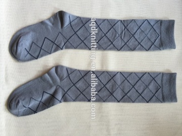 grey argyle knee high socks unisex AQD-KHS-48
