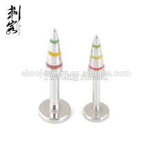 Surgical Steel Jamaican Stripe Spike Labret Piercing Labret Ring