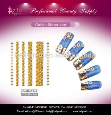 2D Golden lace design trim nail art sticker