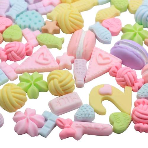 Suministro mezclado Flatback Artificial Craft Food Resina Bead Accesorio Encantos Pastel Candy Decoración Casa de muñecas Juguete Diy Art Deco