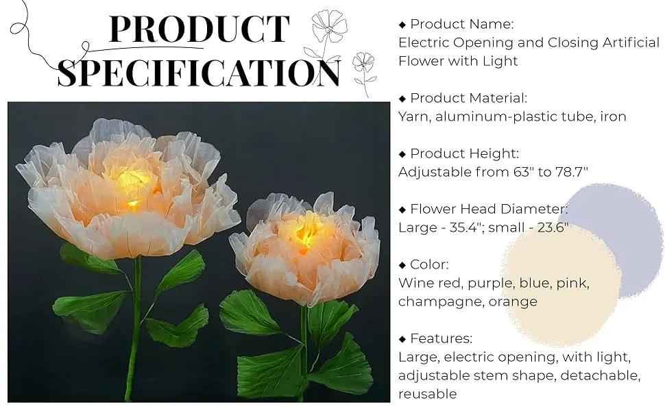 Enchanting Pink Peony Floral Decoration with Light for Events