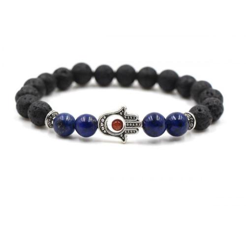 Semi Precious Stone Evil Eye Lava Stone Bracelet