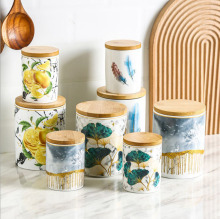 Ceramic Sealed Jar with Wood Cover for Dried Fruit Storage