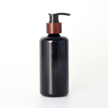 Undurchsichtige schwarze Masse leere Bambuslotion Pumpenflasche Container