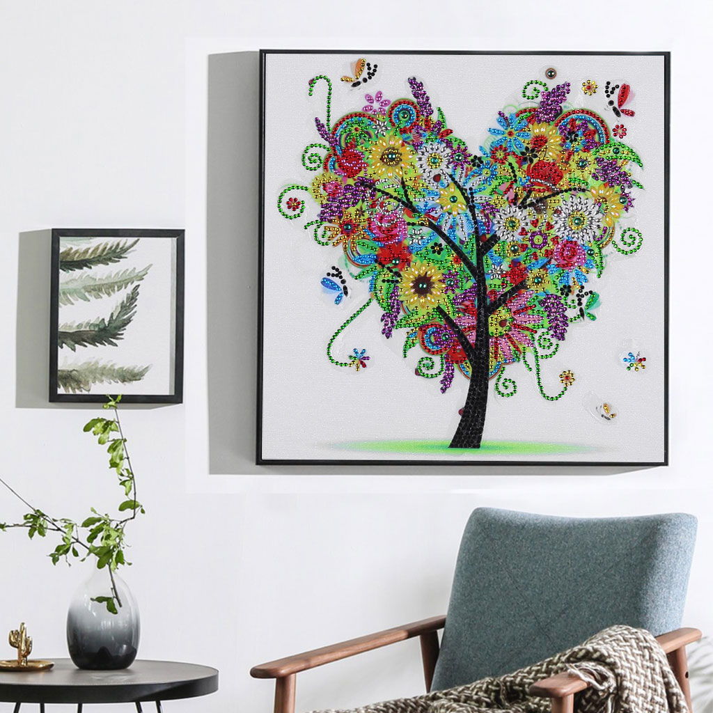 Heart Tree Canvas Wall Art 5d Crystal Diamond Painting for Home Decoration