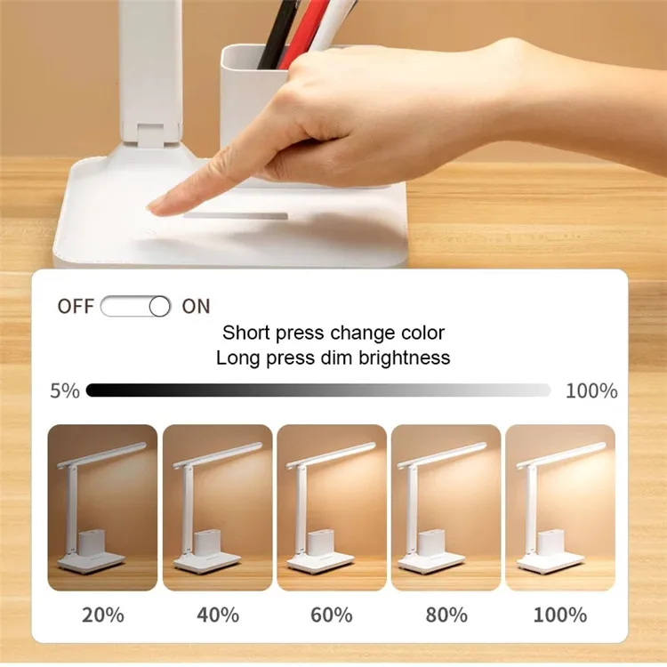Modern Rechargeable Foldable Table Lamp with Pen Holder