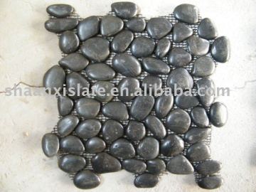 Natural stone Black pebble mosaic Mesh