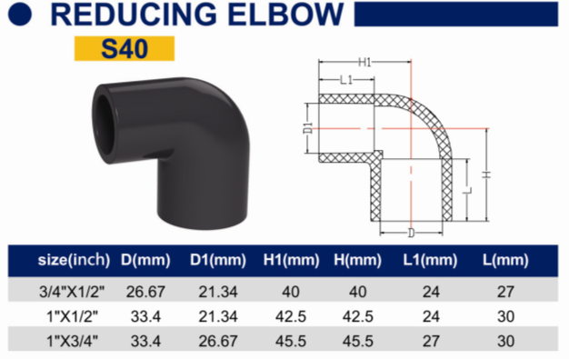 Factory direct black reducing plastic pipe 90 degree elbow