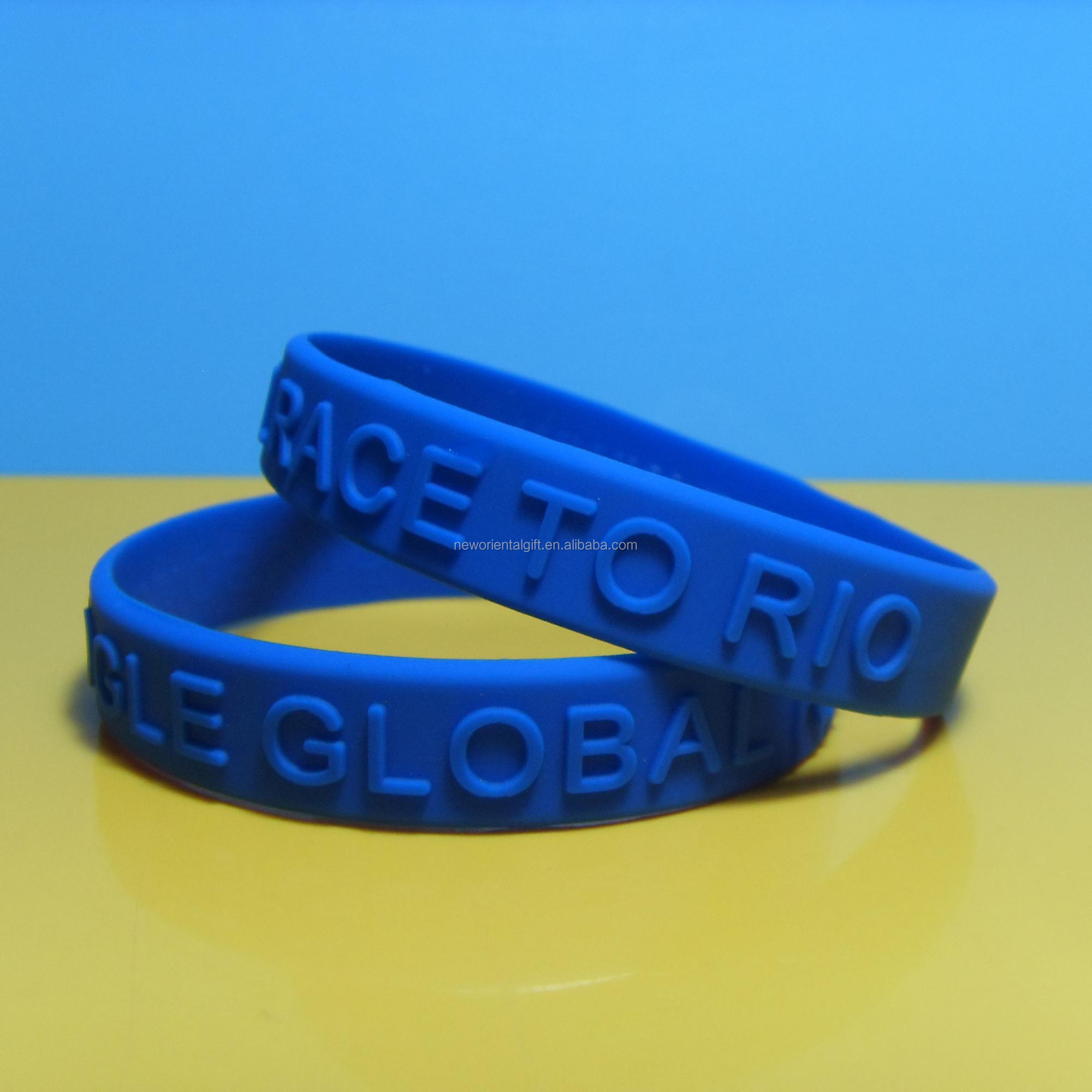 Custom Embossed silicone wristbands , Embossed silicone bracelets